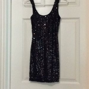 Great black sequin body con dress